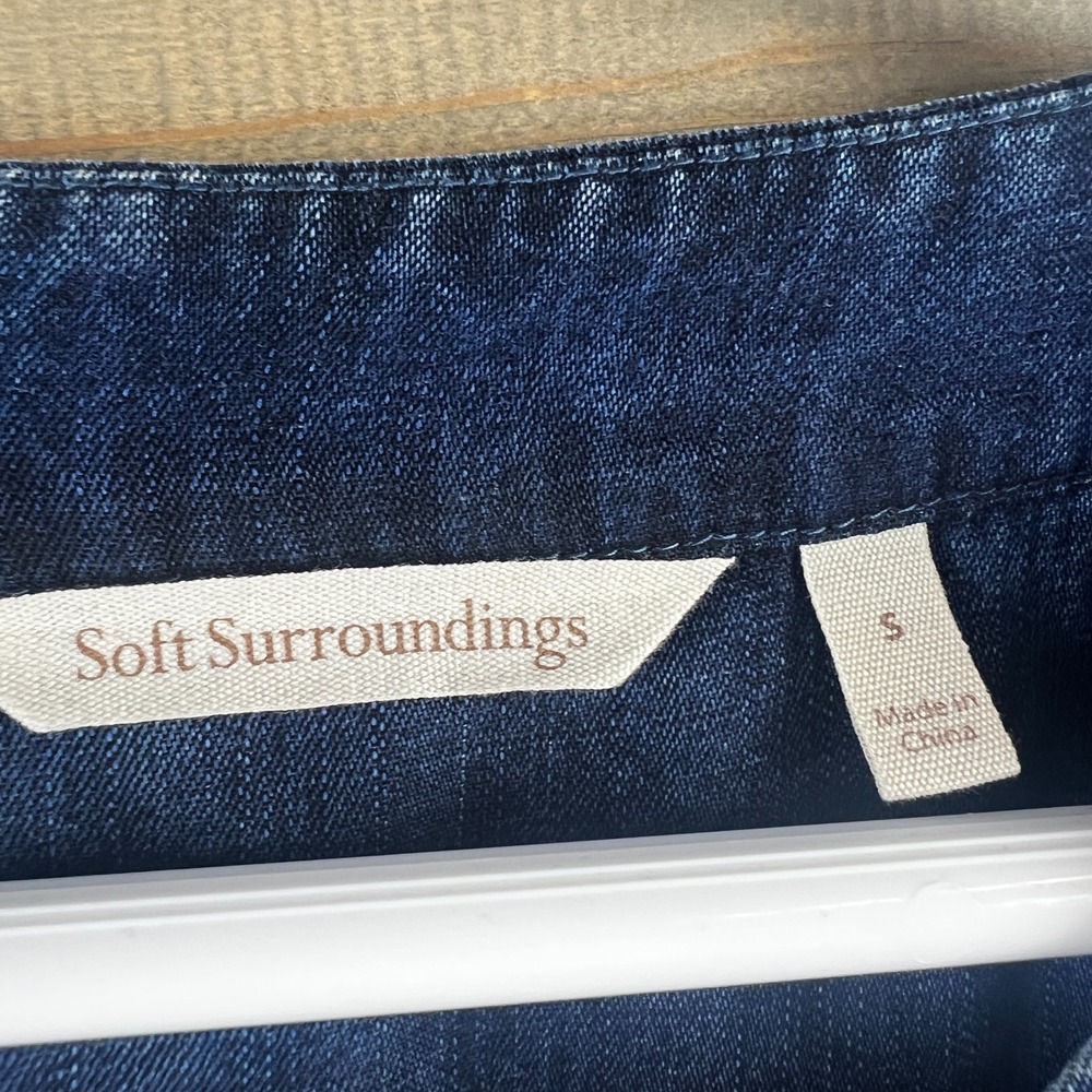 Soft Surroundings Womens Shirt 3/4 Sleeve Round Neck Chambray Tencel Small - Picture 6 of 7